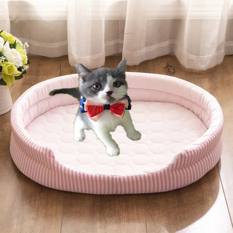 Cooling Pet Bed with Ice Silk Mat