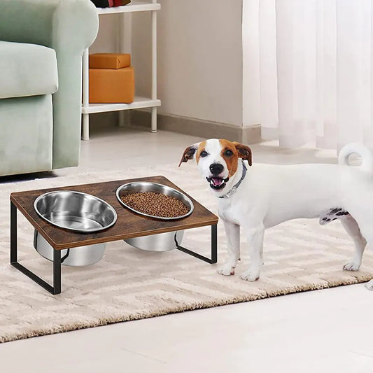 Log Pet Feeding Rack